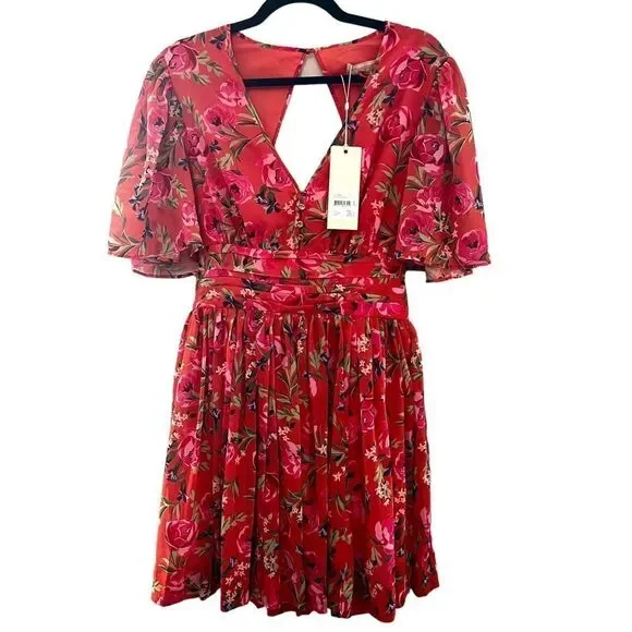 Keepsake the Label Tangerine Floral Puff
Sleeve Mini Dress - NWT - Size L - Picture 3 of 12